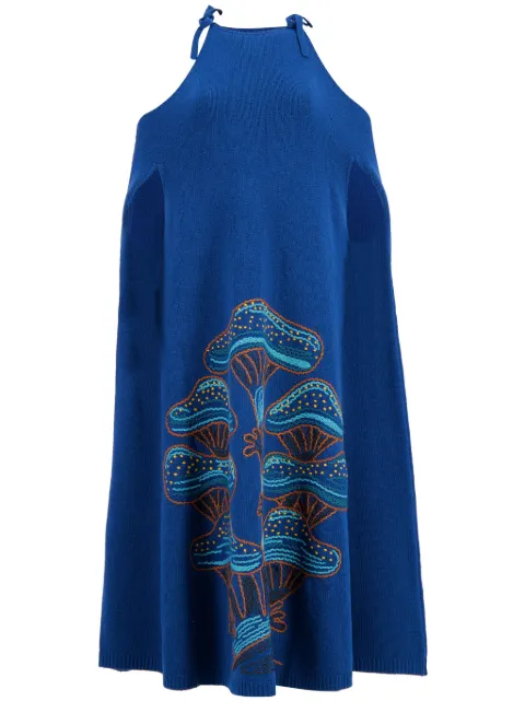 PAULA embroidered knitted dress Blue AITAKE