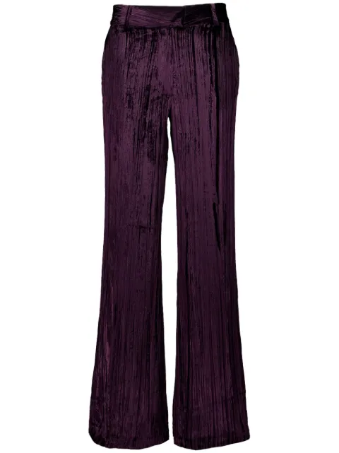 PAULA plissé velvet trousers Purple MORCHELLA