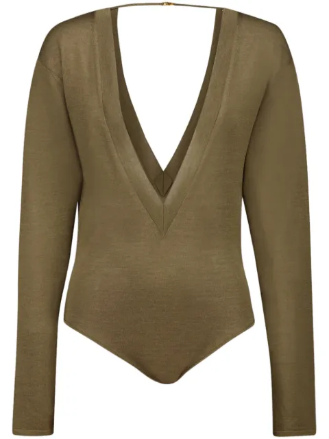 Saint Laurent fine-knit bodysuit Green 790090YAPK2