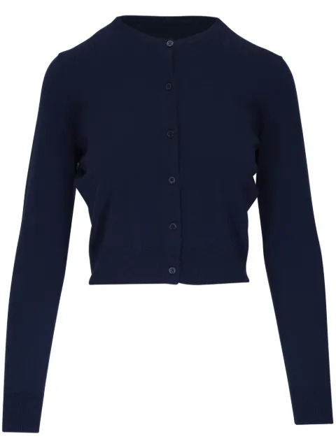 Carolina Herrera cropped knit wool cardigan Blue ICN12N102KWV