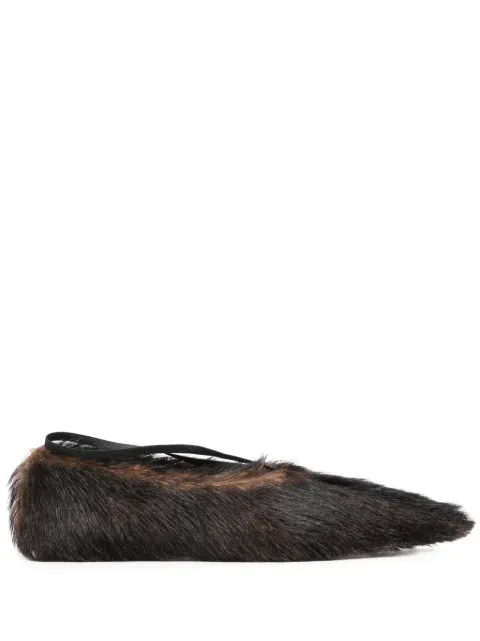 Plan C fur ballet flats Brown BACSF50C01LG001