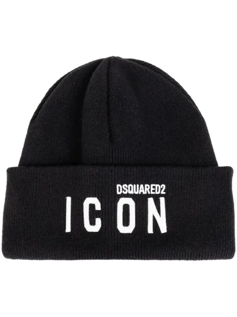 DSQUARED2 intarsia-knit logo beanie Black KNM017901W00001
