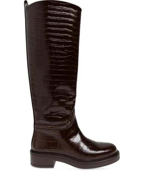 Stuart Weitzman crocodile-embossed leather boots Brown SJ362