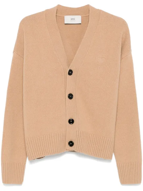 AMI Paris Ami de Coeur-embroidered cardigan Neutrals UKC044KN0028