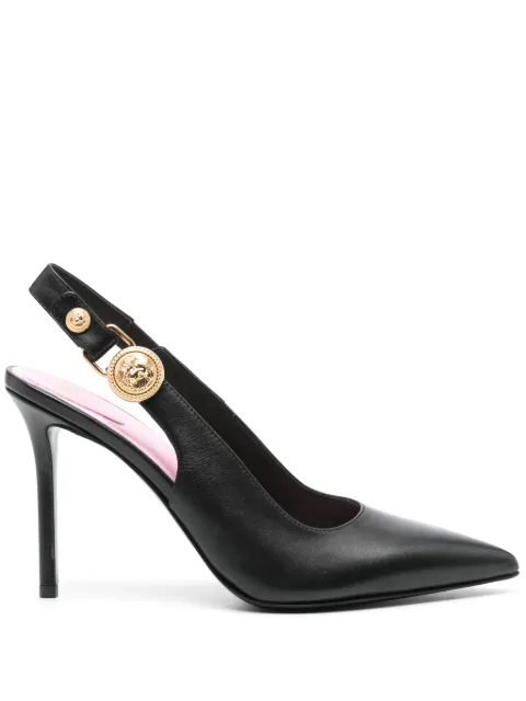 Balmain 100mm leather slingback pumps Black DN1UK047LVIT
