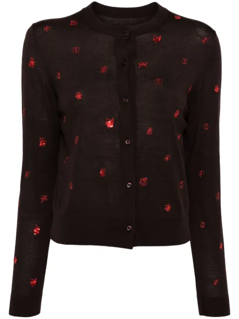 JNBY sequined butterfly-embroidered cardigan Red 5O8313410