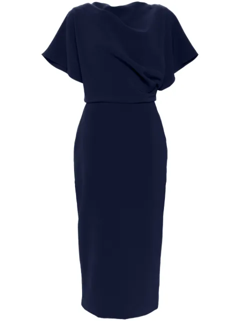 Amsale draped detailing midi dress Blue P784P