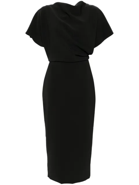 Amsale draped detailing midi dress Black P784P