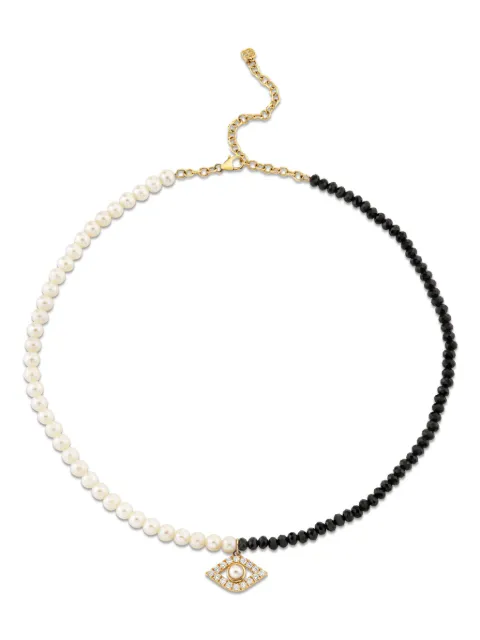 Sydney Evan Evil Eye pearl necklace Gold CN2410