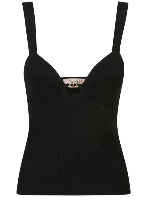TWINSET logo-embellished knitted top Black 242TP3130