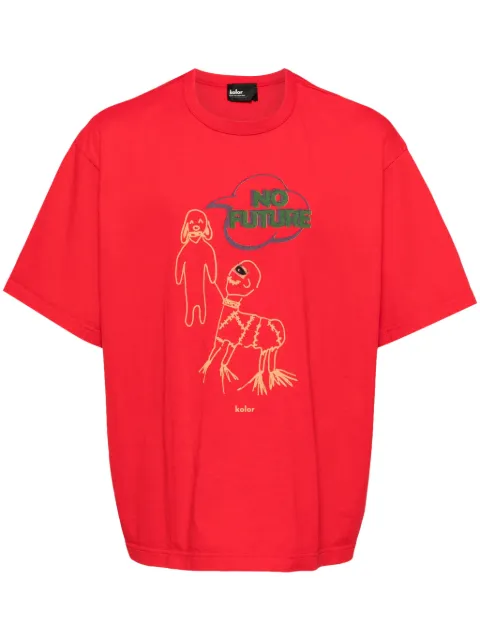 Kolor graphic-print cotton T-shirt Red 24WCMT13206