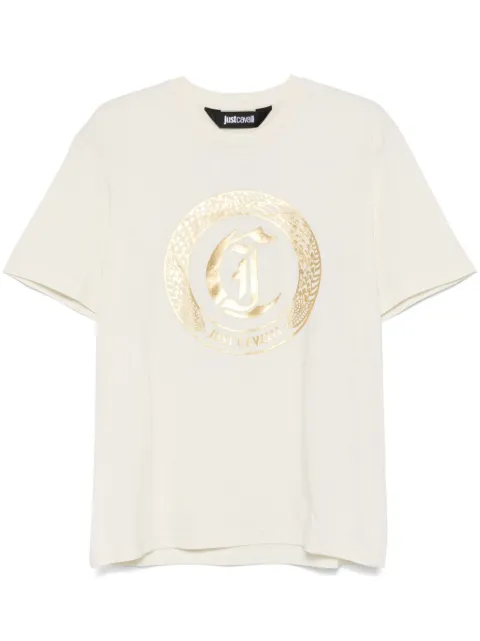 Just Cavalli Ghotic logo-print T-shirt Neutrals 77OAHT01CJ500