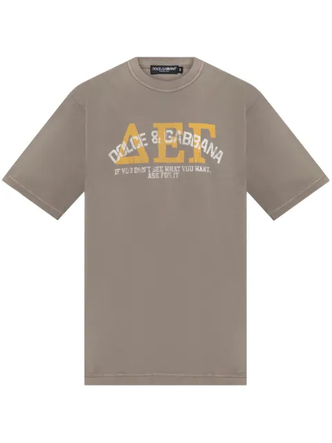 Dolce & Gabbana logo-print cotton T-shirt Grey G8PN9TG7NSS