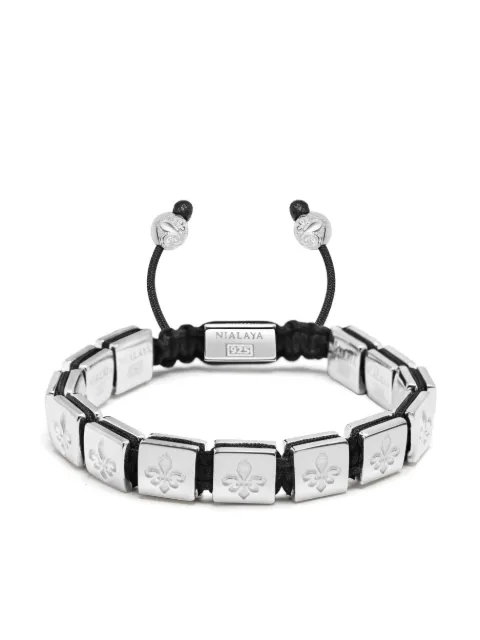 Nialaya Jewelry engraved beaded bracelet Silver MLUXPL148
