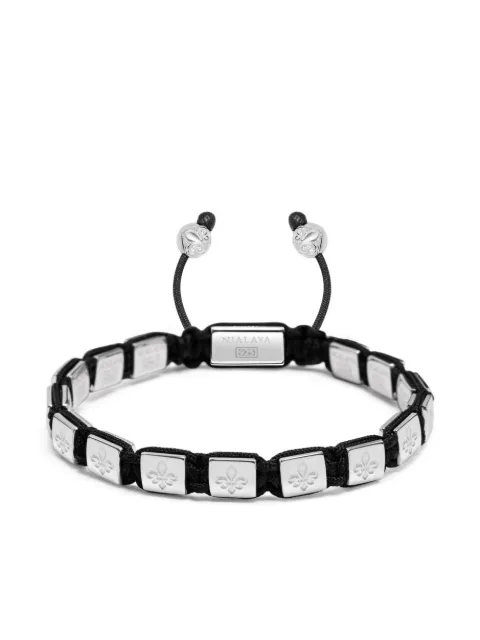 Nialaya Jewelry engraved beaded bracelet Silver MLUXPL152