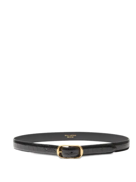 Nili Lotan Reine embossed buckle belt Black 12692L152