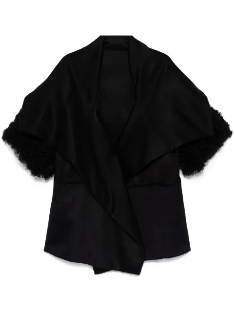 Alberta Ferretti shearling-trim cape Black A06135129