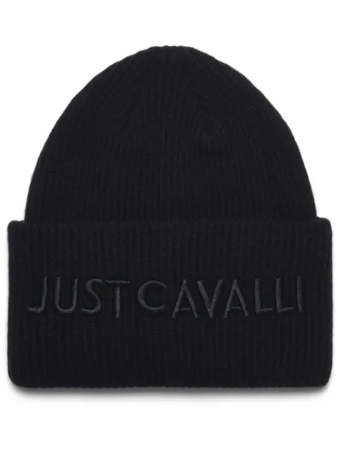 Just Cavalli logo-embroidered beanie hat Black 77RAZK03ZG327