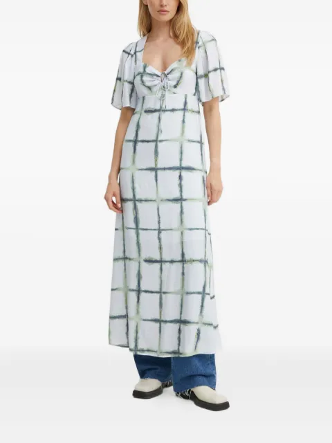 MUNTHE grid-print maxi dress White 242130624220