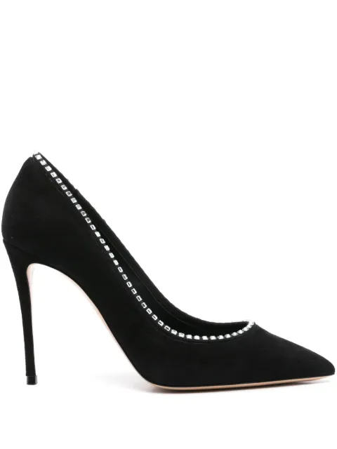 Casadei 100mm crystal-embellished pumps Black 1F975Y1001C2488