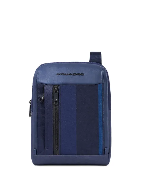 PIQUADRO logo-plaque panelled messenger bag Blue CA1816S131