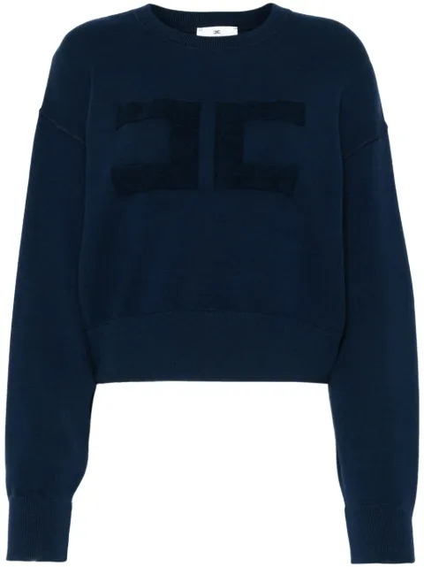 Elisabetta Franchi logo-embroidered cropped sweatshirt Blue MK76Q46E2