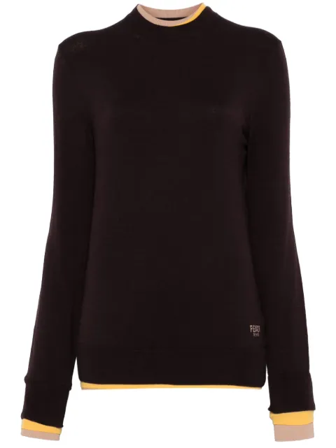 FENDI layered-trim sweater Brown FZXC33ASJG