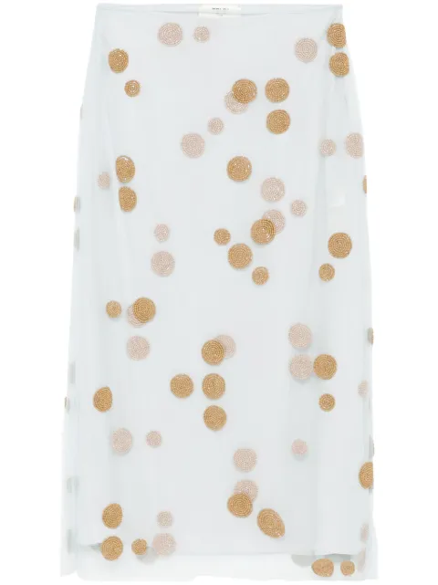 FENDI bead-embellished tulle midi skirt Blue FQ7595ARUU