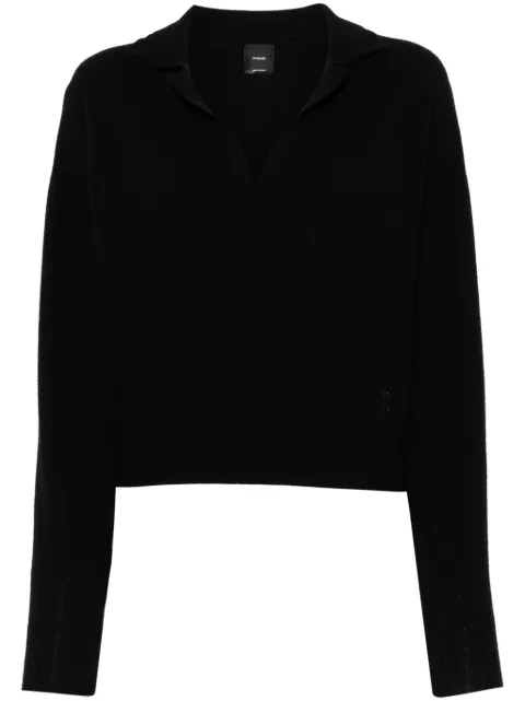 PINKO Love Birds-embroidered polo top Black 104050A22U