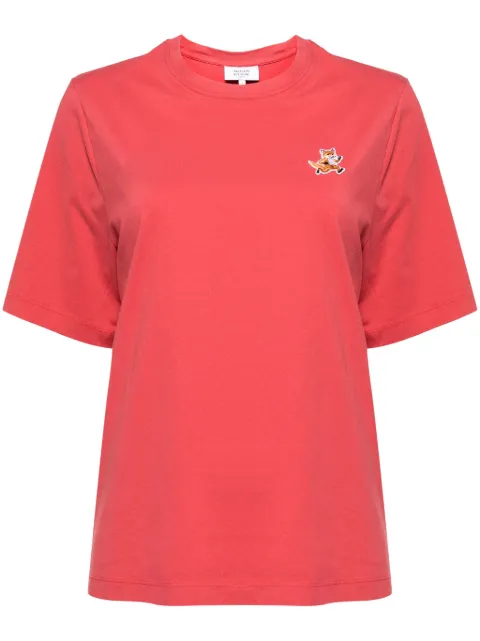 Maison Kitsuné speedy fox logo patch T-shirt Pink MW00119KJ0008