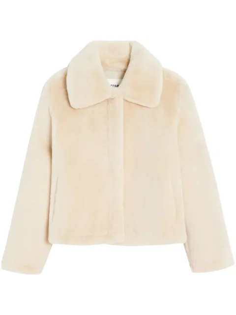 Apparis wide-collar faux fur jacket Neutrals ELIS