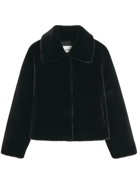 Apparis wide-collar faux fur jacket Black ELIS