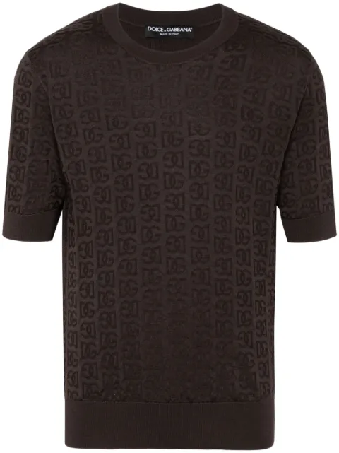 Dolce & Gabbana DG-logo silk sweater Brown GXX03TJBSKE