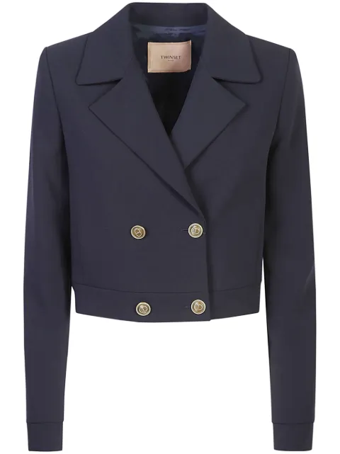 TWINSET cady-texture cropped jacket Blue 242TT2100