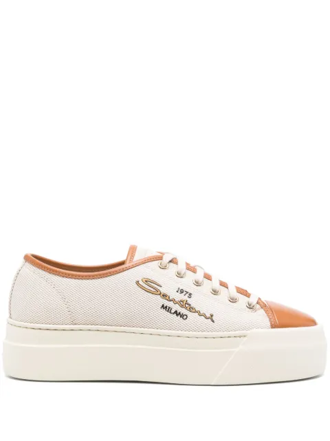 Santoni canvas platform sneakers Neutrals WBGE61241OSST