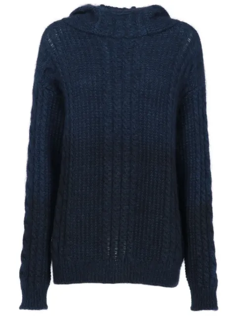 Christian Dior Pre-Owned 2010s cable-knit hoodie Blue DIO480FI
