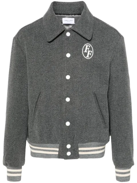 Family First logo-embroidered varsity jacket Grey JBF2402