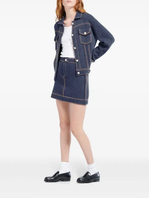 Barrie contrast-stitch mini skirt Blue C85543