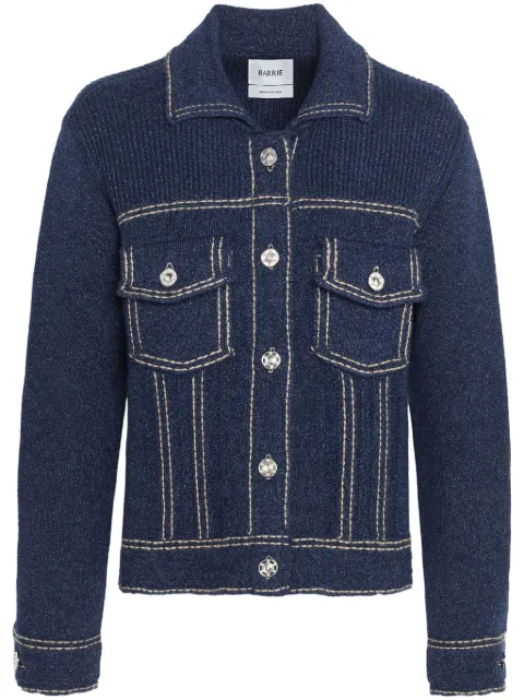 Barrie contrast-stitch knitted jacket Blue C85220