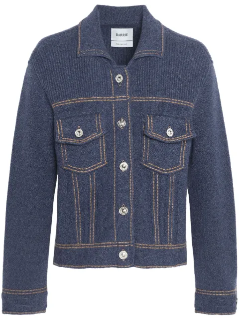 Barrie contrast-stitch knitted jacket Blue C85220