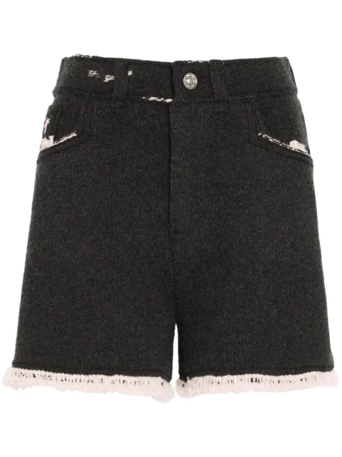 Barrie fine-knit fringe-detail shorts Black C85606