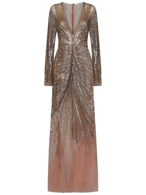 ROOM76 sequin-embellished gathered dress Neutrals FRAS24505