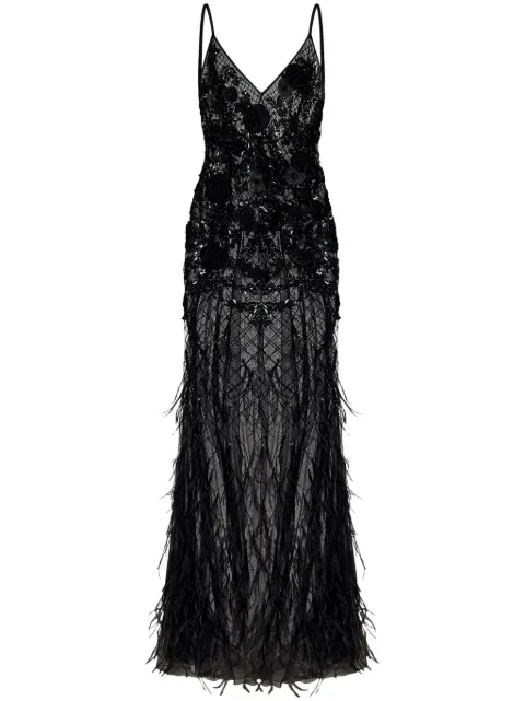 ROOM76 semi-sheer gown Black FRAS24504