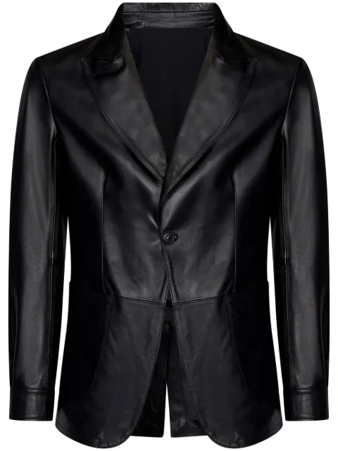FRANZESE COLLECTION single-breasted leather blazer Black FR01NPA