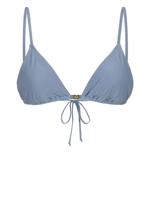 GANNI logo-plaque bikini top Blue A60485909