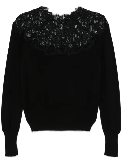 Ermanno Scervino lace-detail cashmere sweater Black D455M319APPYU