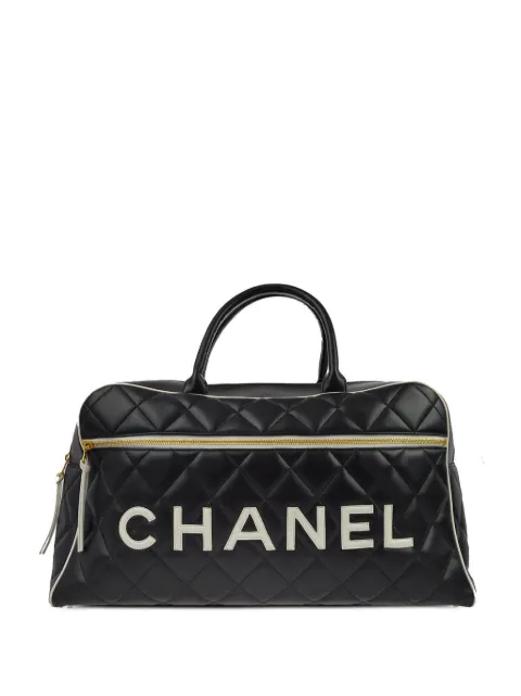 CHANEL Pre-Owned 1995 logo patch travel bag Black 3571367
