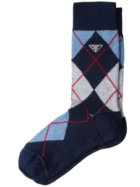 Prada Argyle cotton socks Blue 66562SOOO15KA