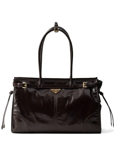 Prada Bonnie large leather handbag Brown 1BA433VMOO2CYR