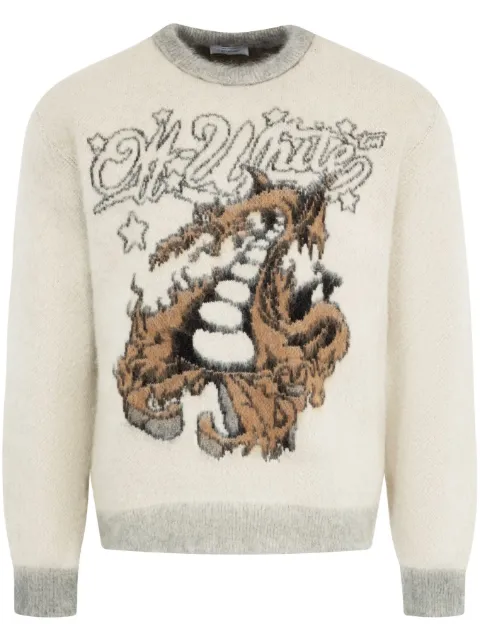 Off-White Dragon-intarsia mohair sweater Neutrals 0MHE199F24KNI001